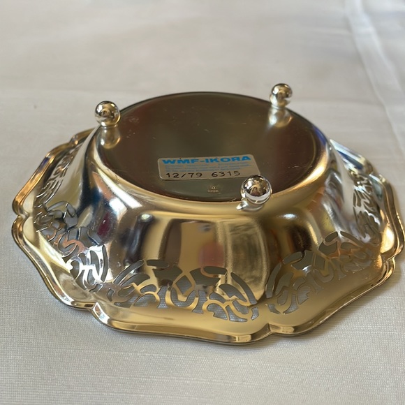 Ikora Germany EP Brass Dish silver plated three footed - Picture 8 of 9